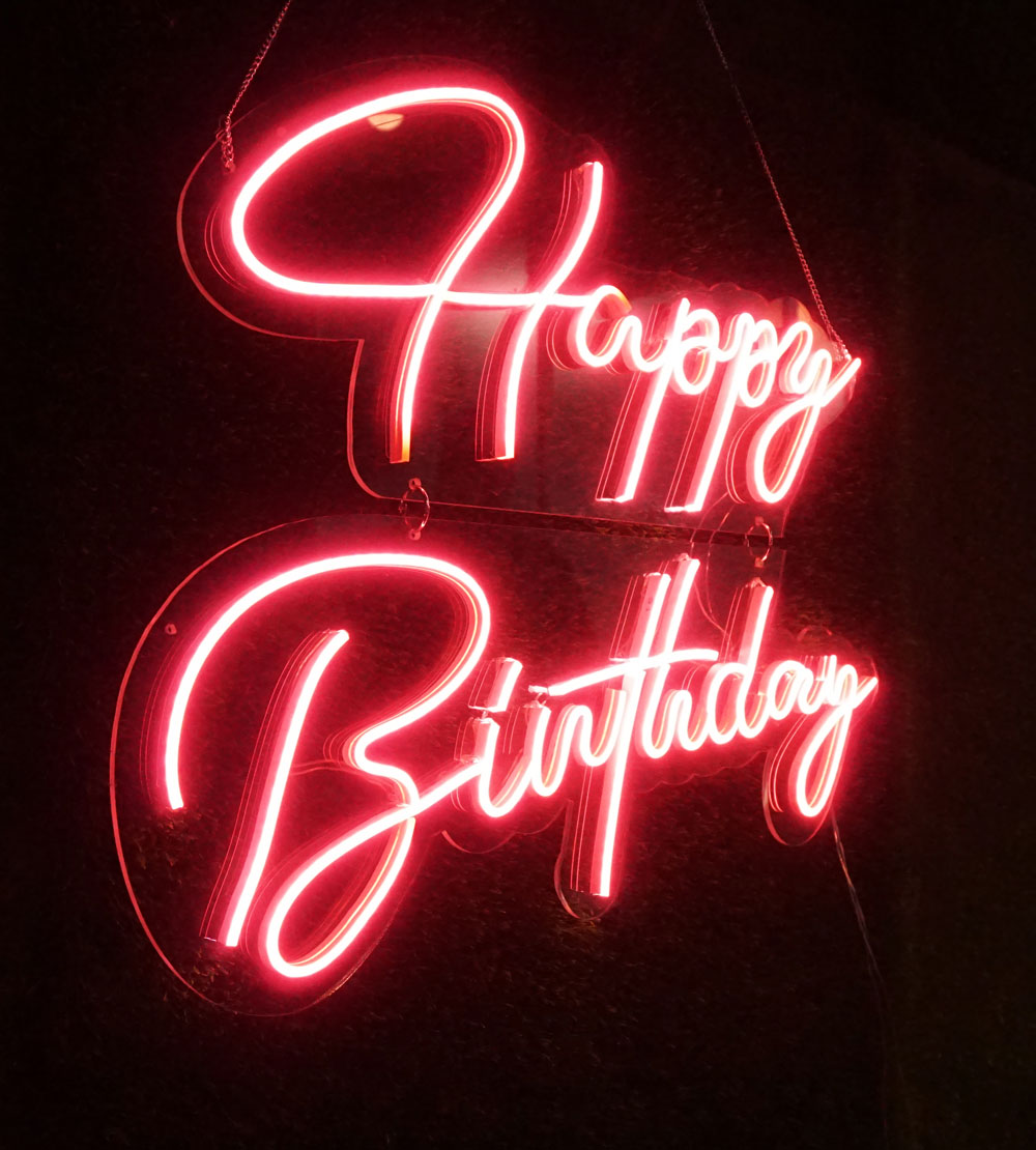 Buy Happy Birthday Led Neon Sign Board Pink Glow Color at Lowest